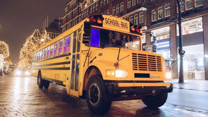 Hamburg American School Yellow Party Bus Airport Transfer